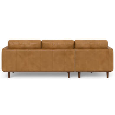 Morrison MCM Genuine Leather Sectional Chaise Sofa 102" – Modern Leather Chaise Sectional (2 Colors) back view.