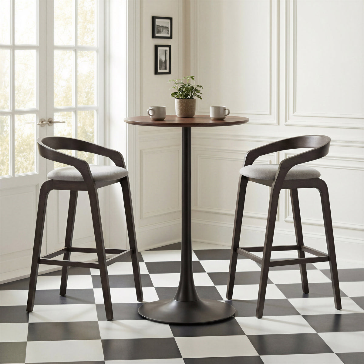 Troy Dove Gray & Espresso Barstool (Set of 2)