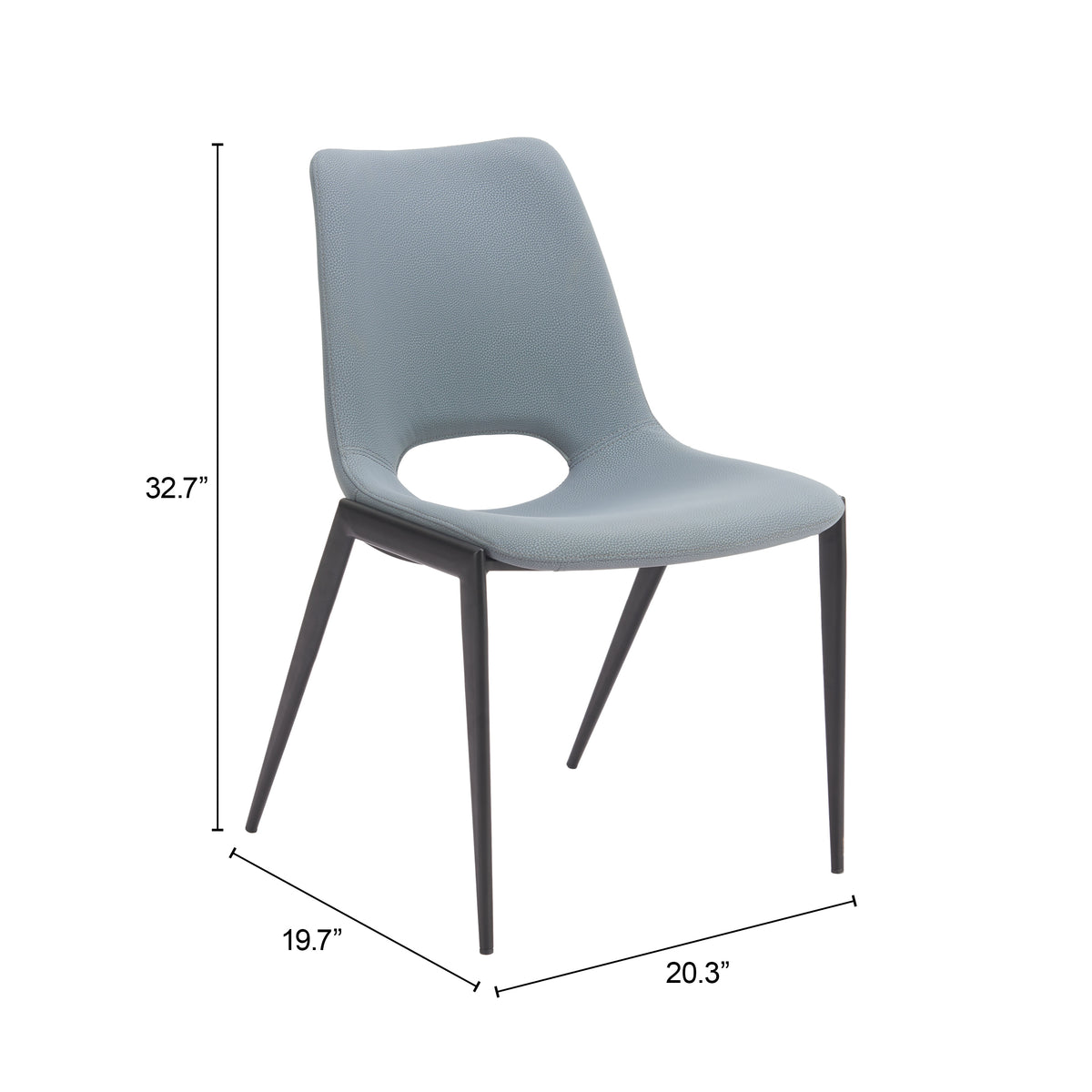 Desi Azure Gray Armless Dining Chair (Set of 2)