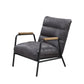 Nignu Accent Lounge Chair, Top Grain Channel Tufted Leather & Matte Iron Base - Revel Sofa 