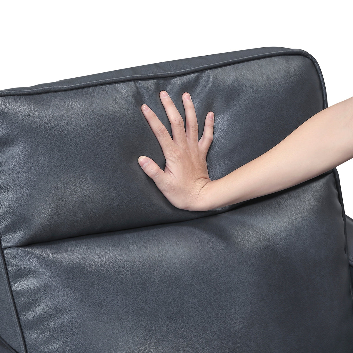 Haddon power reclining sofa, loveseat and chair set in navy faux leather