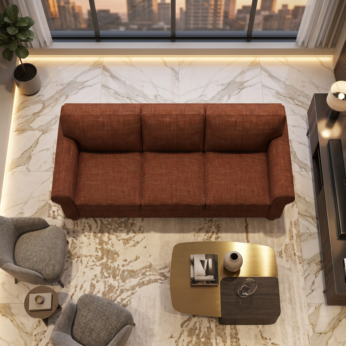 Augusta Sofa – Made in USA, Custom Fabric Options, 83" Classic Design - Insight Russet - Fabric (2)