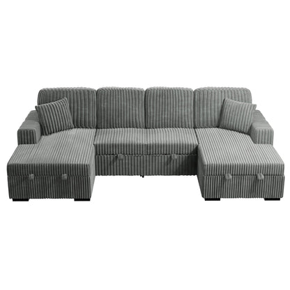 Jonas Corduroy Sectional – 120" Convertible Sleeper Sofa (2 Colors)