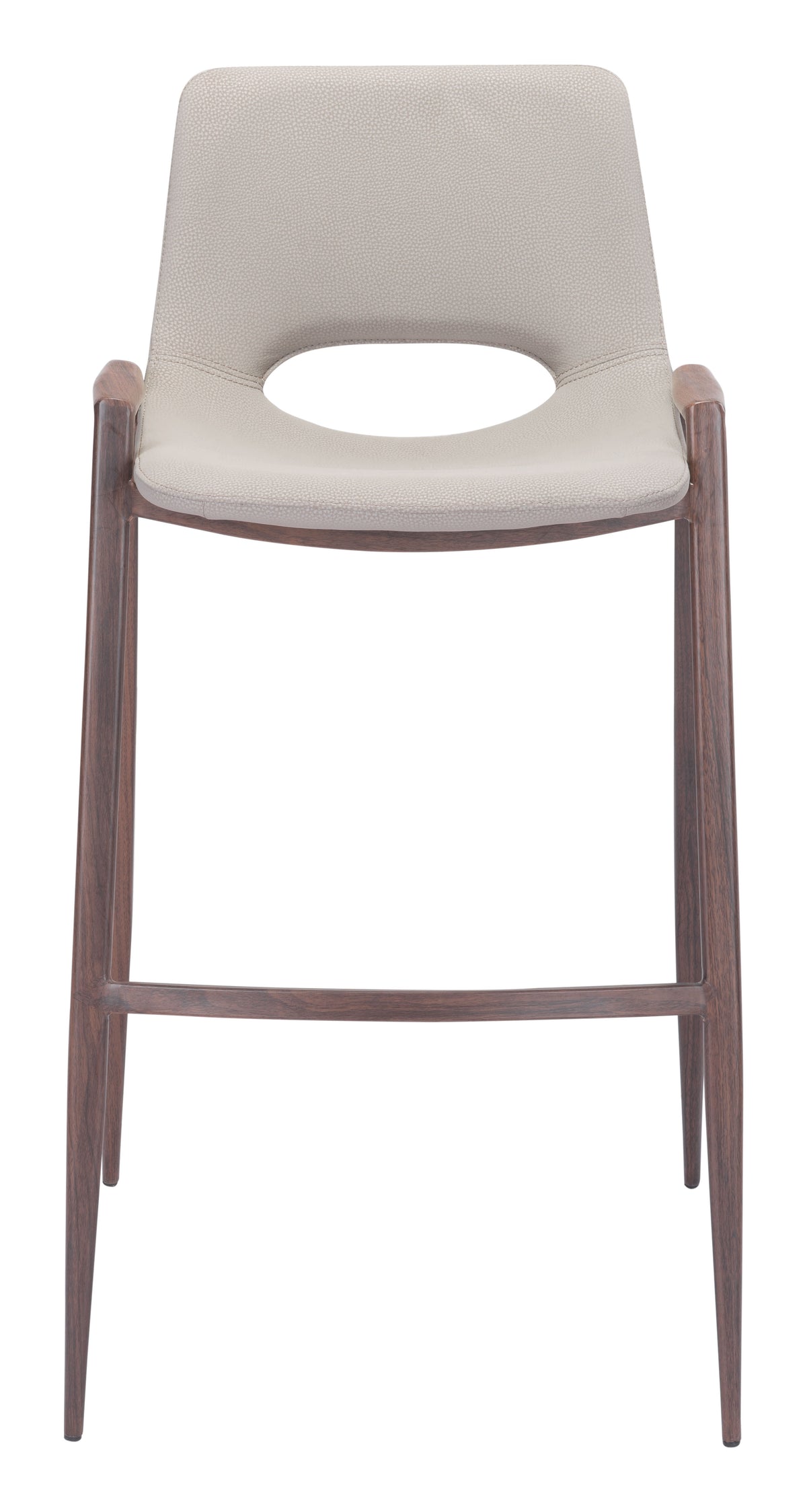 Desi Barstool (Set of 2) in Beige & Walnut