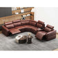 Modern Modular Leather Reclining Sectional Sofa – 6 Piece Couch with Cup Holders (Seats 5)