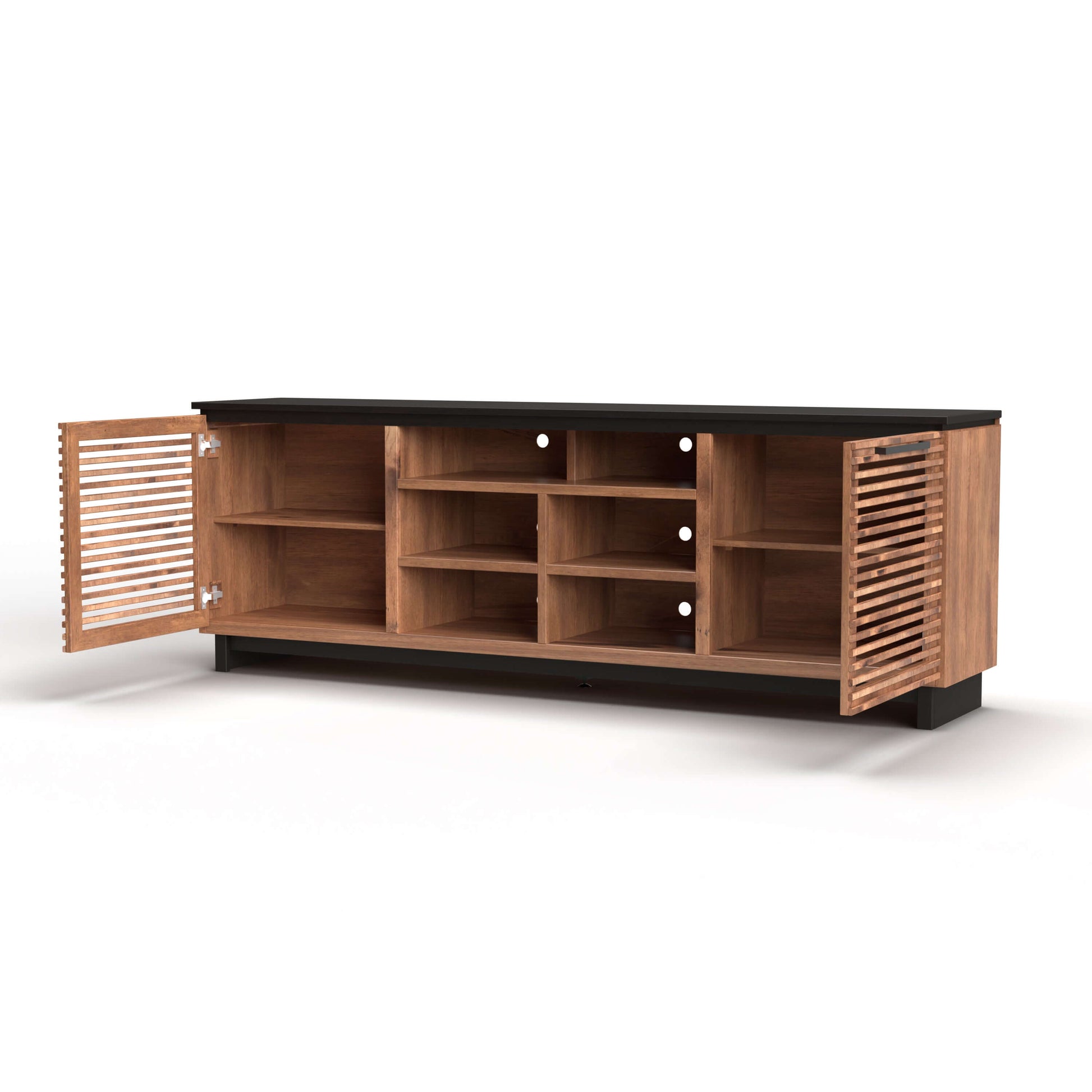 Graceland Solid Wood TV Stand Console, Black with Bourbon Finish 85" - Revel Sofa 