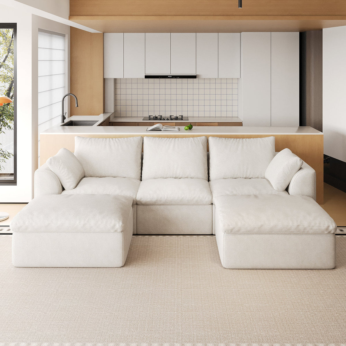 Pelham Cloud Modular Sectional in White, 108.3" Double Chaise