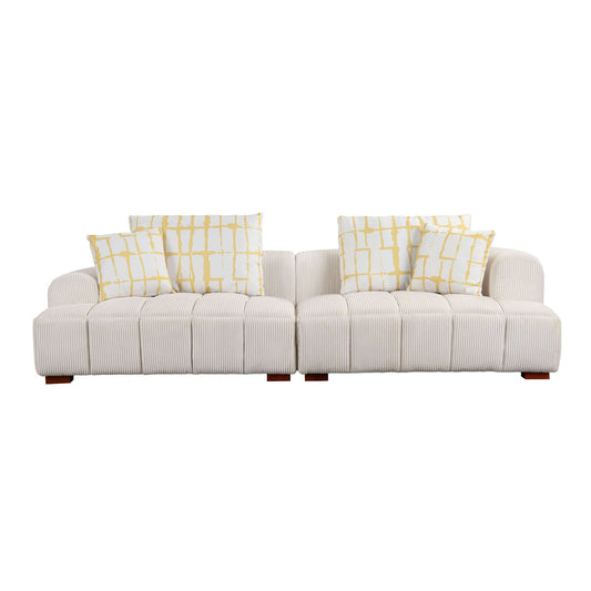Modern Channel Tufted Corduroy Fabric Sofa 103.9'