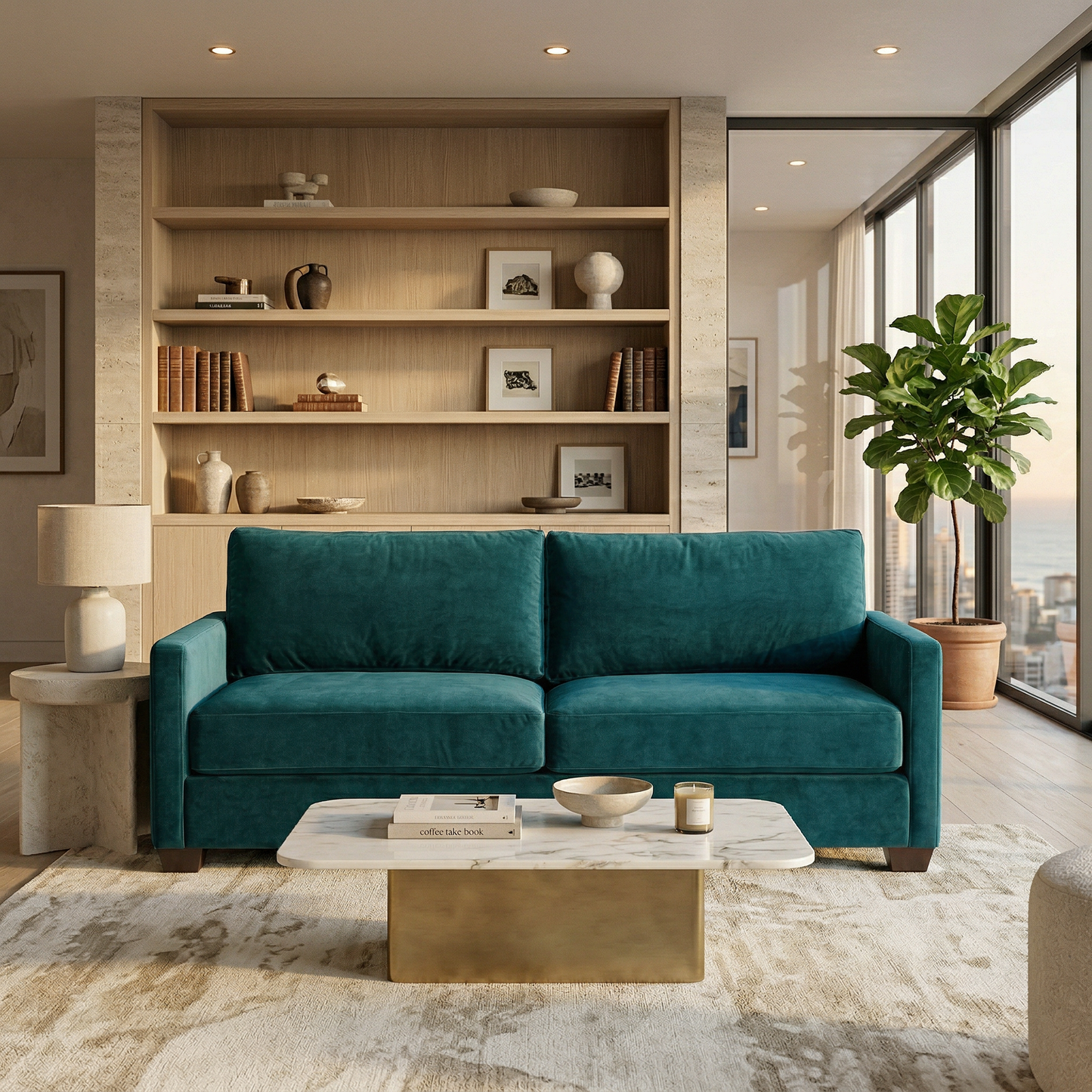Damon American-Made Sofa – 92" Custom-Fabric Sofa - Hepburn Teal - Fabric (2)