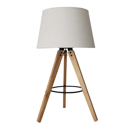 Rowland Natural Birch Tripod Table Lamp – 23" Wood Bedside Lamp with Linen Shade