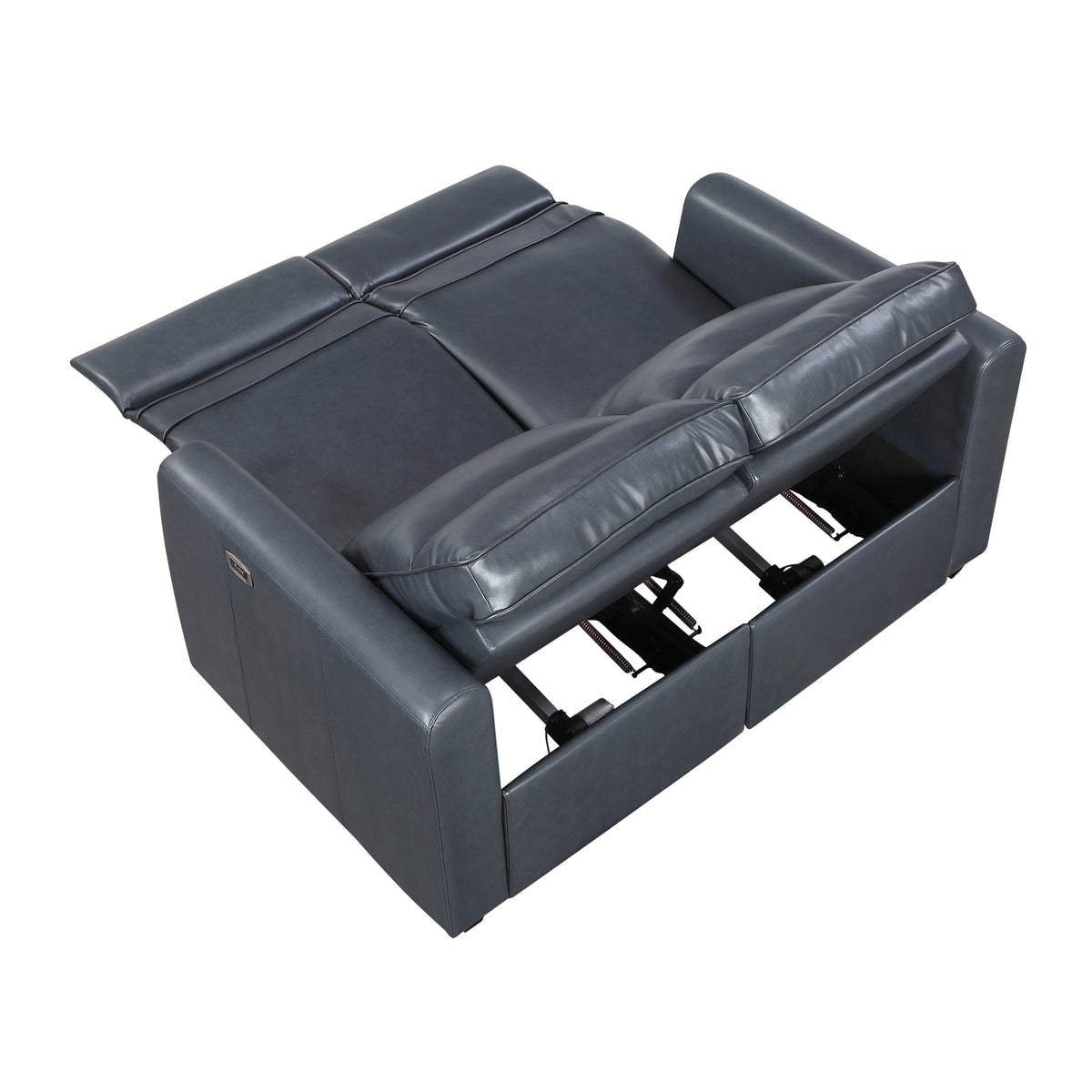 Ardley power reclining sofa, loveseat and chair set in navy faux leather