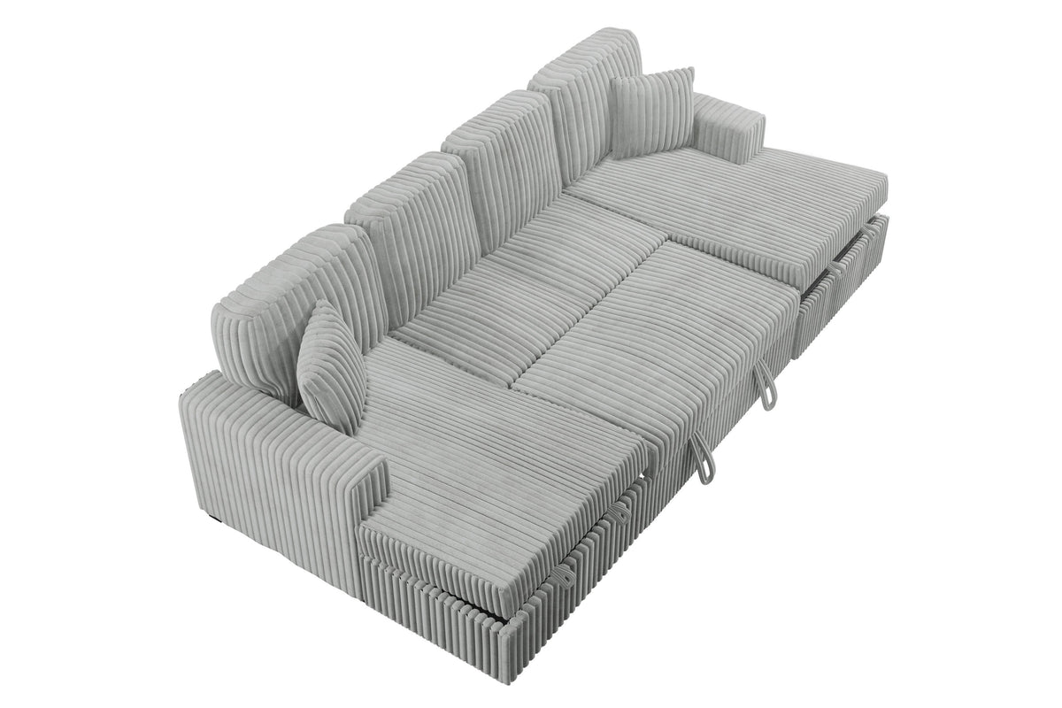 Ash corduroy convertible sectional sleeper sofa