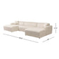 Mar Corduroy U-Shape Dual Chaise Sectional Sofa 149" – Modern Cream Oversized Sectional Sofa dimensions and design.