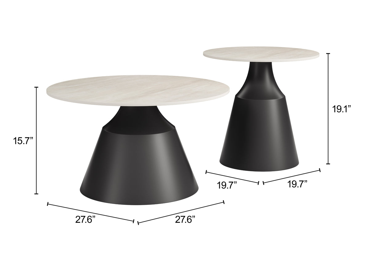 Camella Light Beige & Black Coffee Table Set (2-Piece)