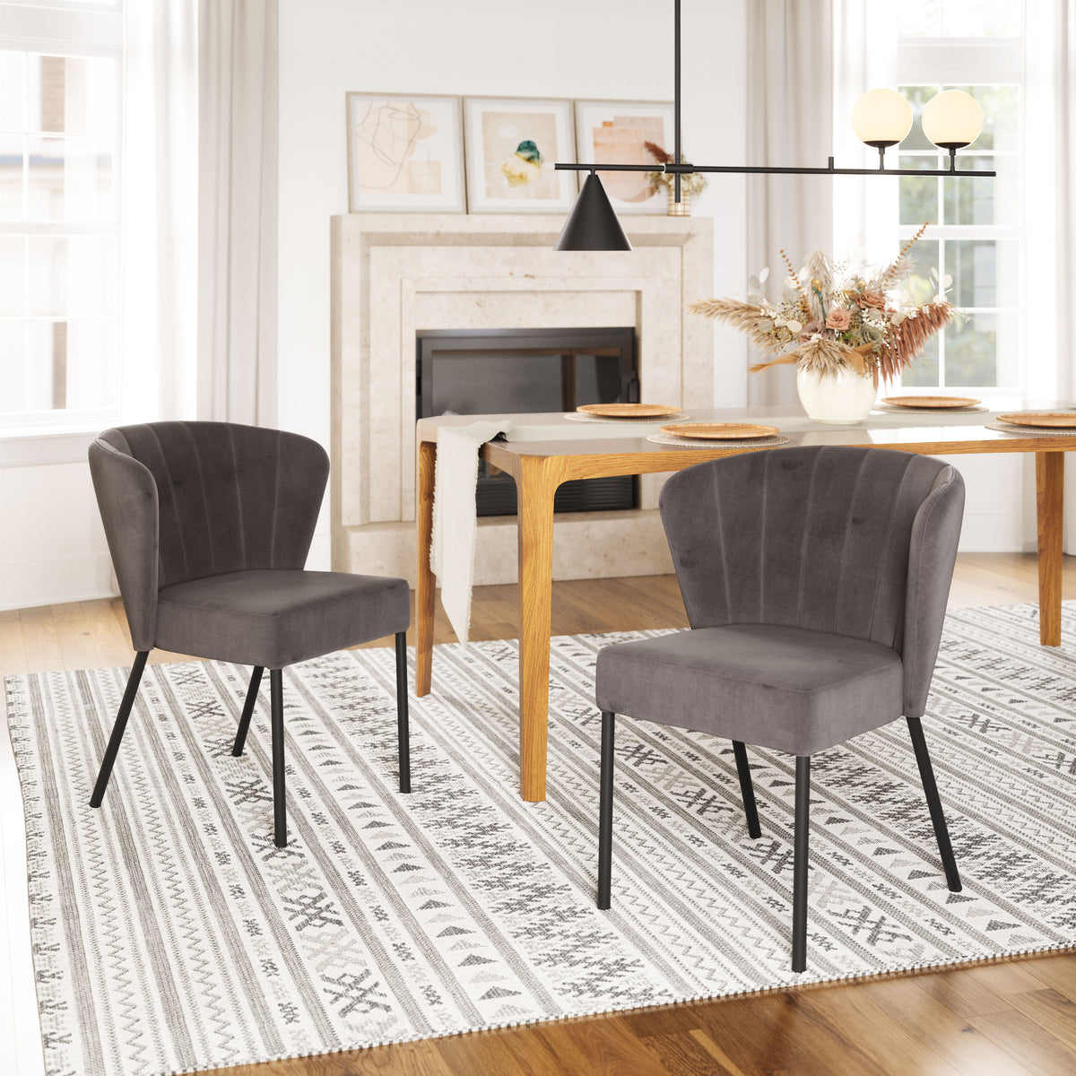 Aimee Dining Chair (Set of 2) in Gray