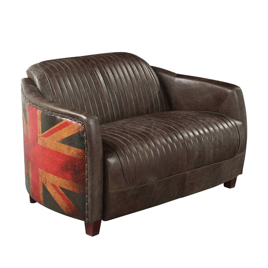 Brancaster Dark Brown Leather Loveseat – 50" Loveseat