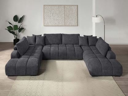 Gray Modern Chenille Dual Chaise Sofa Sectional 149"