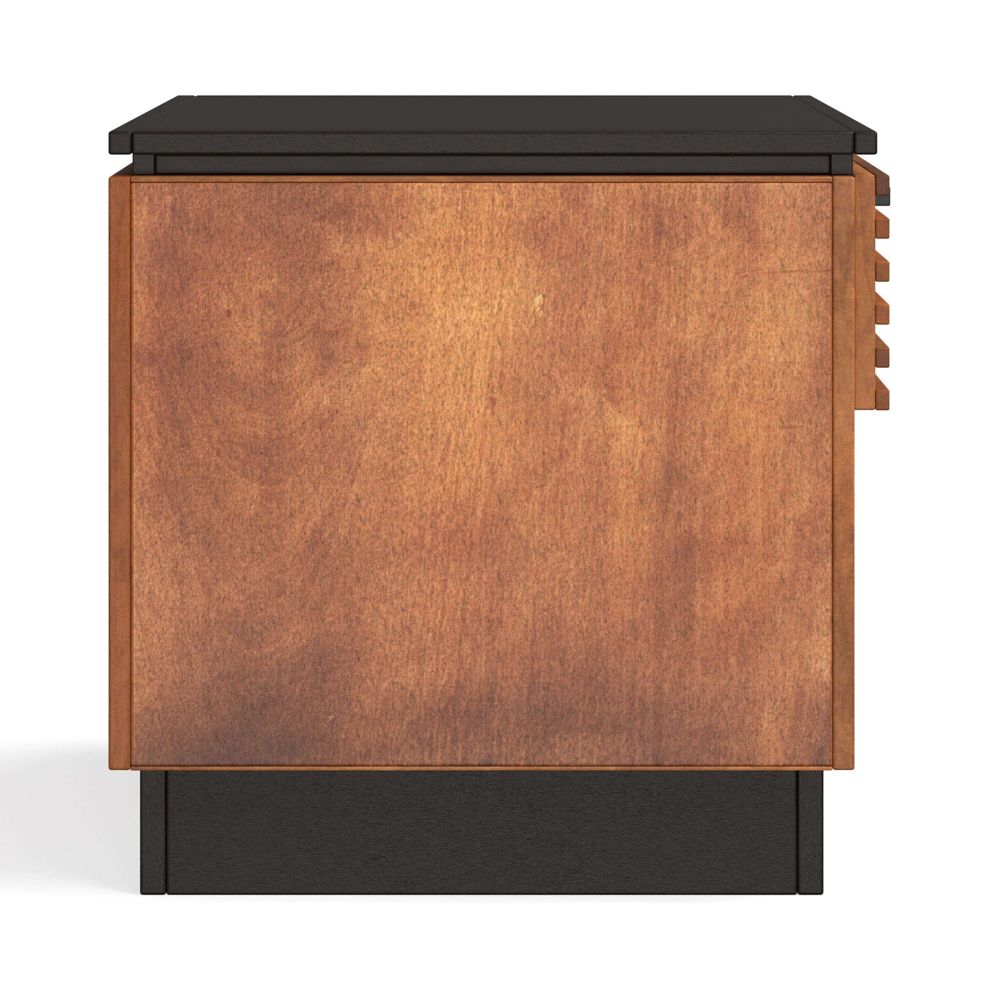 Graceland Slatted Solid Wood Side Table 1 Drawer, Black & Bourbon Finish 24" - Revel Sofa 