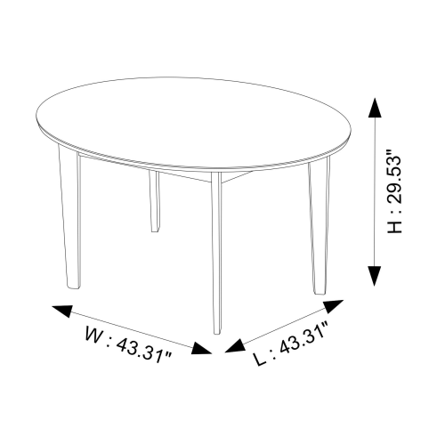 Dimensions of Lara MCM Solid Walnut Round Dining Table 43" – Modern Wood Dining Table with width 43.31", length 43.31", height 29.53".