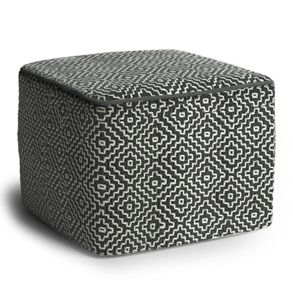 Briella Gray Fabric Pouf – 18" Square Pouf