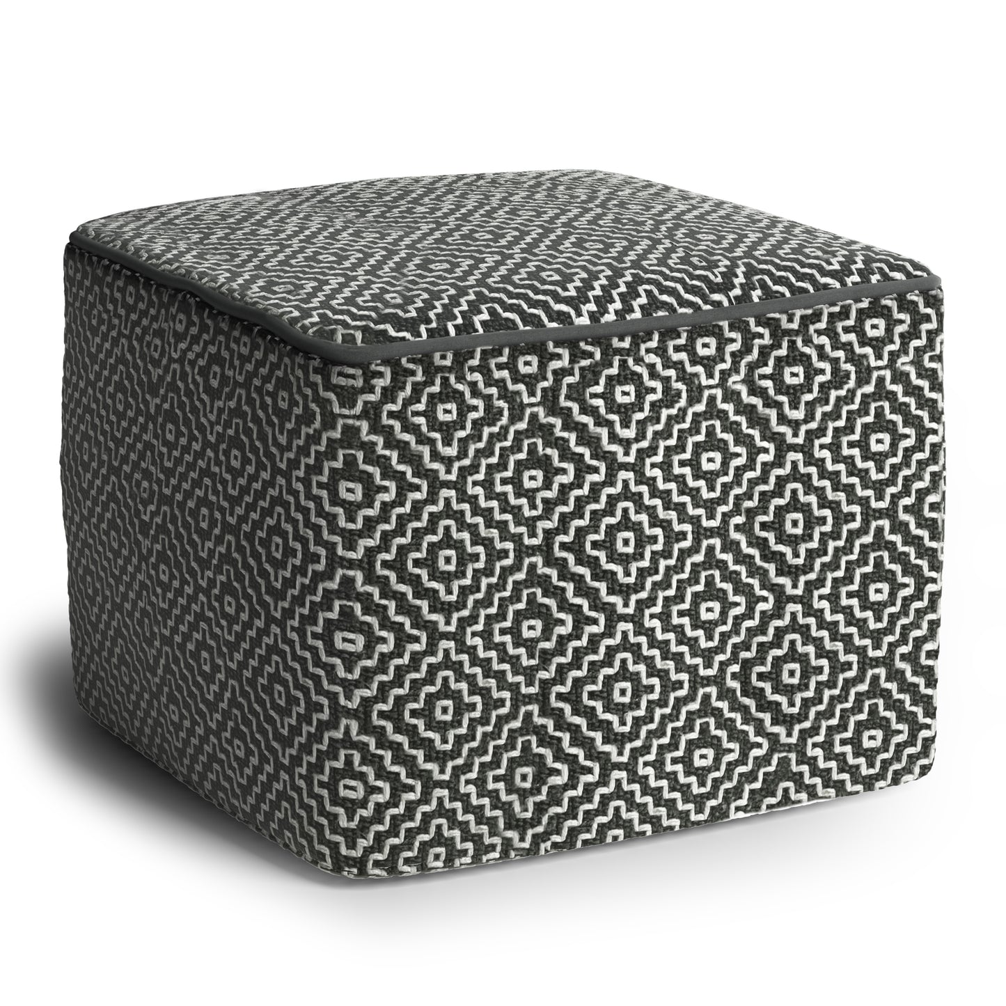 Briella Gray Fabric Pouf – 18" Square Pouf