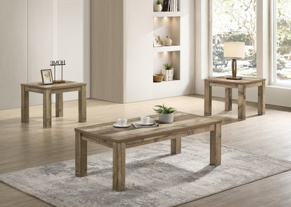 Sutter Weathered Wood Table Set – 3-Piece Brown Coffee & End Table Set