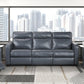 Haddon power reclining sofa, loveseat and chair set in navy faux leather