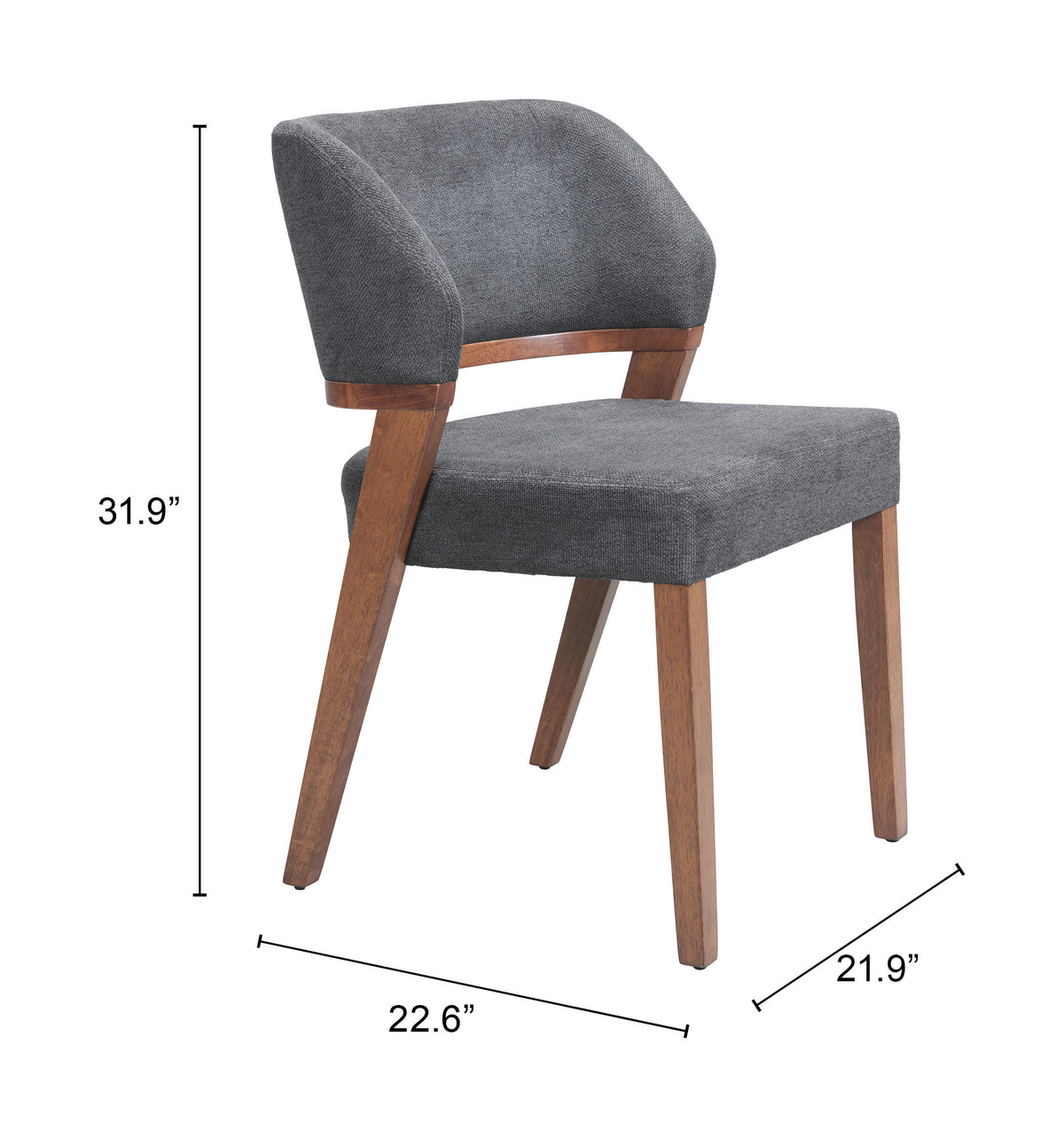 Sunobu Azure Gray & Walnut Dining Chair (Set of 2)