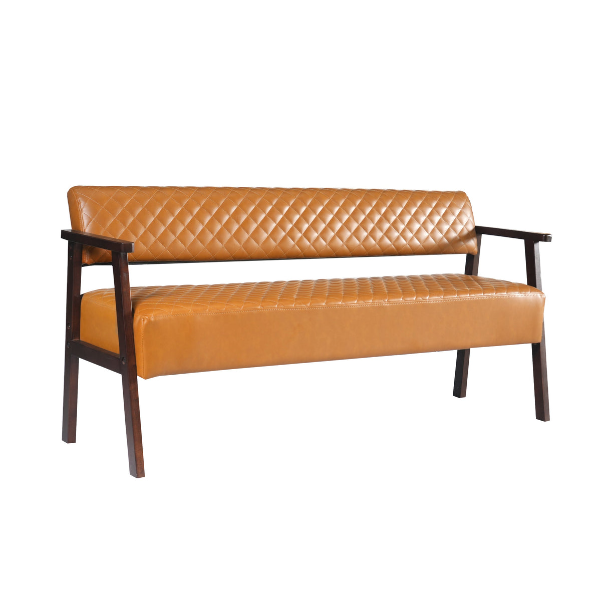 Belden Diamond-Quilted Faux Leather Bench