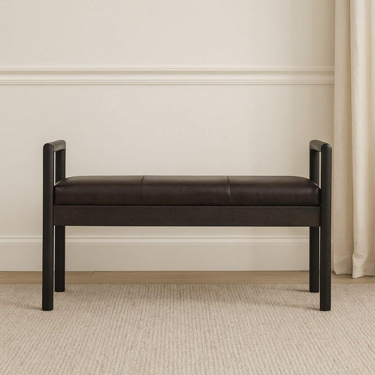 Gridline Black Leather Bench