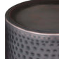 Corbin Hammered Antique Metal Cylindrical Side Table in rich antique copper finish, showcasing a hand-hammered texture.
