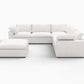 White Linen Blend Modular L Shaped Six Piece Corner Sectional with sleek design and plush seating.