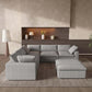 120" Linen Blend Modular L-Shaped 6-Piece Sectional with Ottoman & Storage | Reversible Corner Sectional