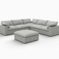 120" Linen Blend Modular L-Shaped 6-Piece Sectional with Ottoman & Storage | Reversible Corner Sectional