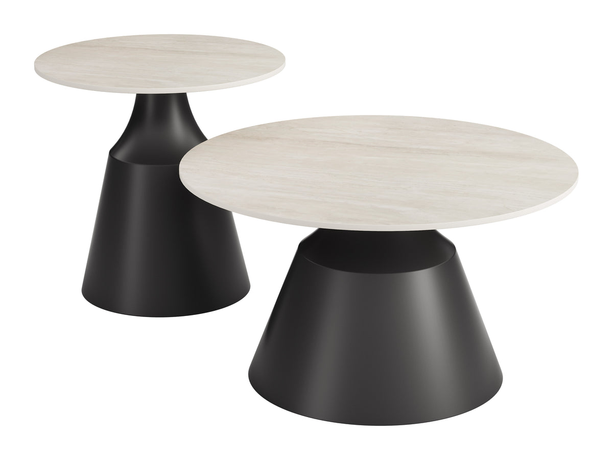Camella Light Beige & Black Coffee Table Set (2-Piece)