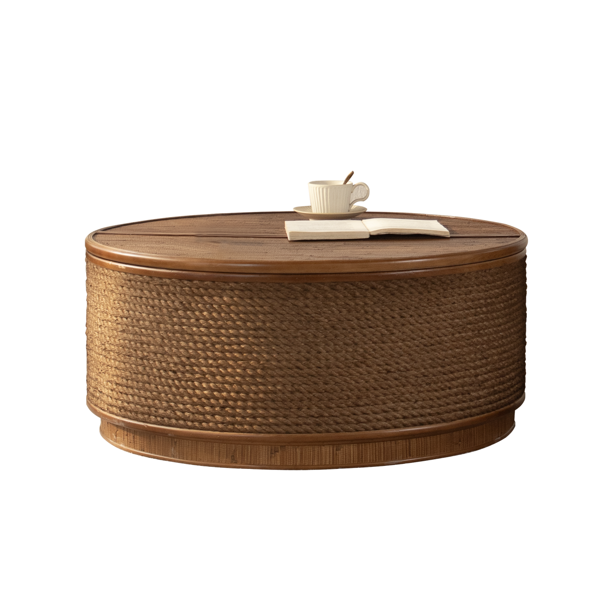 Moray Round Rattan Coffee Table with Lift-Off Storage – Boho-Chic, Small & Large - Large (13)