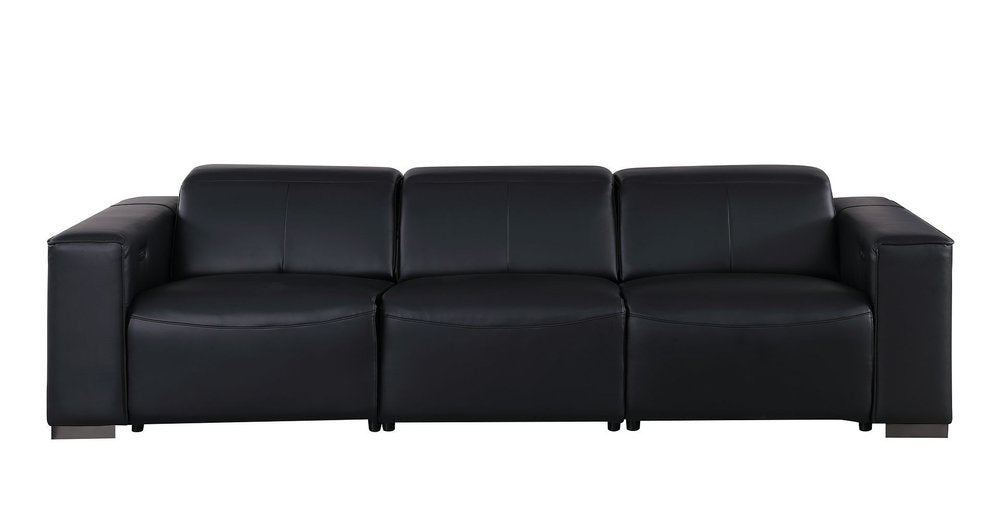110" Top Grain Leather Power Reclining Sofa with USB Ports (3 Colors)
