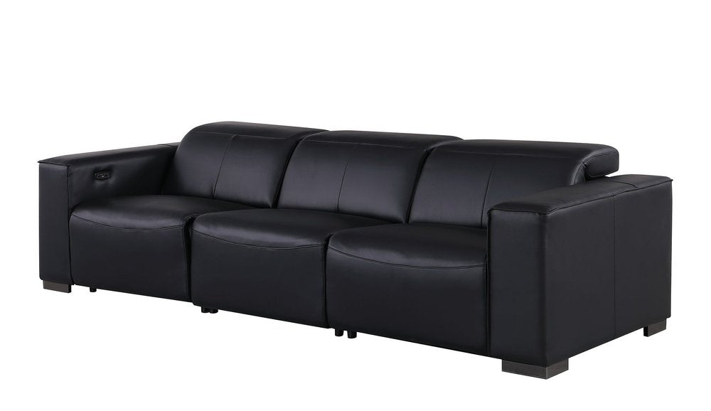 110" Top Grain Leather Power Reclining Sofa with USB Ports (3 Colors)