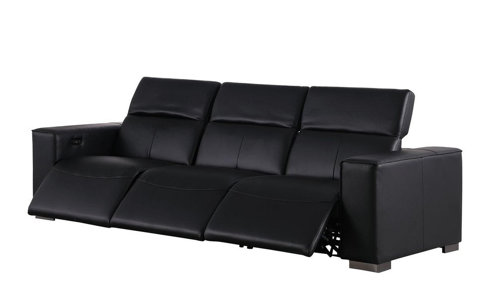 110" Top Grain Leather Power Reclining Sofa with USB Ports (3 Colors)