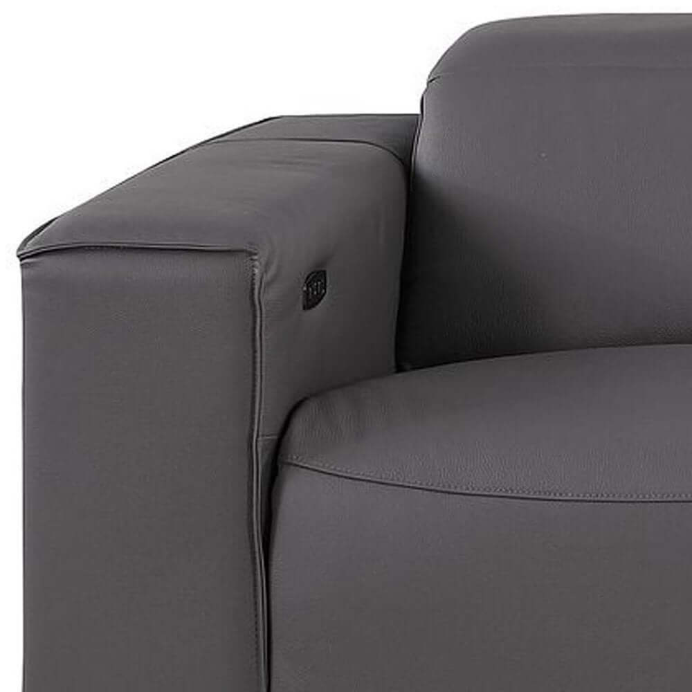 110" Top Grain Leather Power Reclining Sofa with USB Ports (3 Colors)