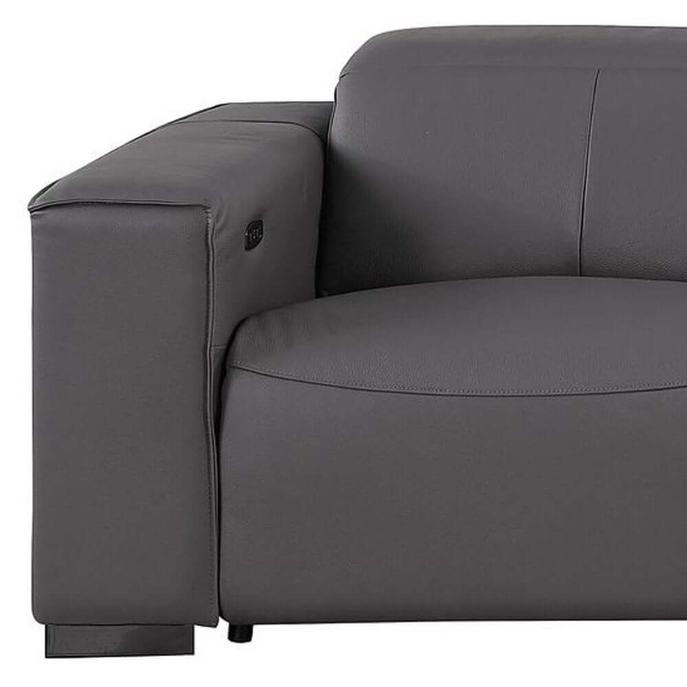 110" Top Grain Leather Power Reclining Sofa with USB Ports (3 Colors)