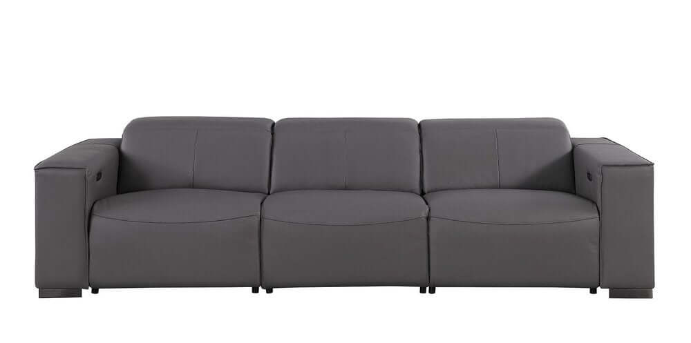 110" Top Grain Leather Power Reclining Sofa with USB Ports (3 Colors)