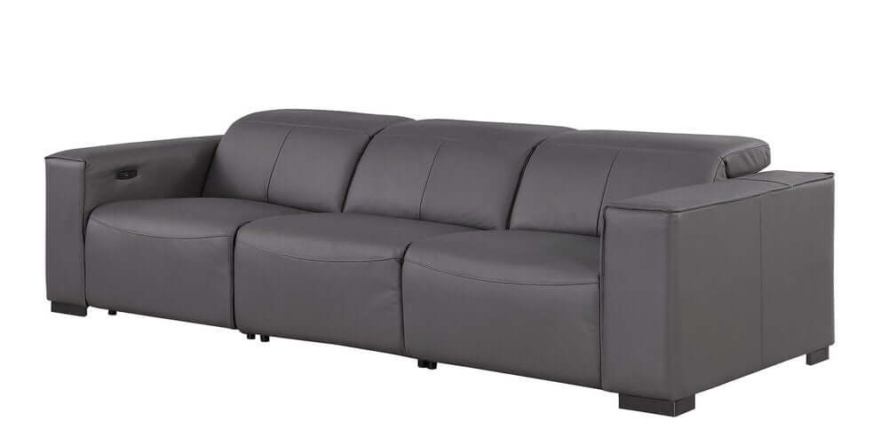 110" Top Grain Leather Power Reclining Sofa with USB Ports (3 Colors)
