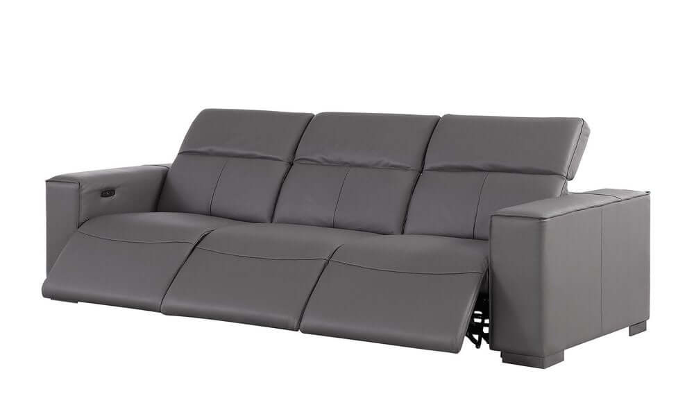 110" Top Grain Leather Power Reclining Sofa with USB Ports (3 Colors)