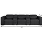130" Black Top Grain Leather Reclining Metal USB Sofa with measurements showing 130" width.