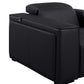 Side view of the 130" Black Top Grain Leather Reclining Metal USB Sofa showcasing its sleek design and premium leather finish.
