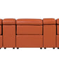 130" Black Top Grain Leather Reclining Metal USB Sofa in elegant orange color, showcasing sleek design and premium comfort.
