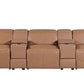 130" Black Top Grain Leather Reclining Metal USB Sofa in a stylish design featuring multiple reclining seats.