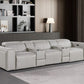 130" Black Top Grain Leather Reclining Metal USB Sofa displayed in a modern living room setting with contemporary decor.