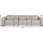 130" Black Top Grain Leather Reclining Metal USB Sofa side view with dimensions 130" x 43" x 31"